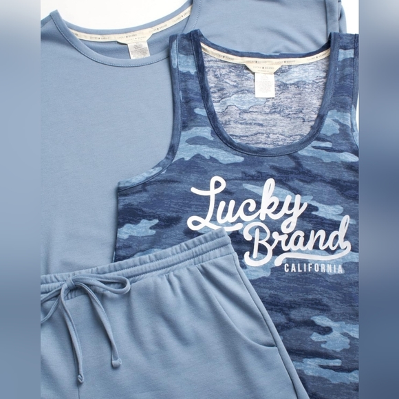Lucky Brand 3 Piece Tee, Tank And Short Pajama Set - Picture 6 of 10